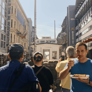 BerlinActivities Currywurst Checkpoint Charlie Group Stop and Tasting.