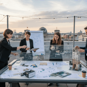 Innovation Team Building & Structured Brain Storming on a Rooftop in Berlin.