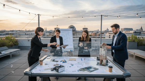 Innovation Team Building & Structured Brain Storming on a Rooftop in Berlin.